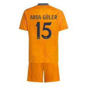 Billiga Real Madrid Arda Guler #15 Bortatröja Barn 2024-25 Kortärmad (+ Korta byxor)